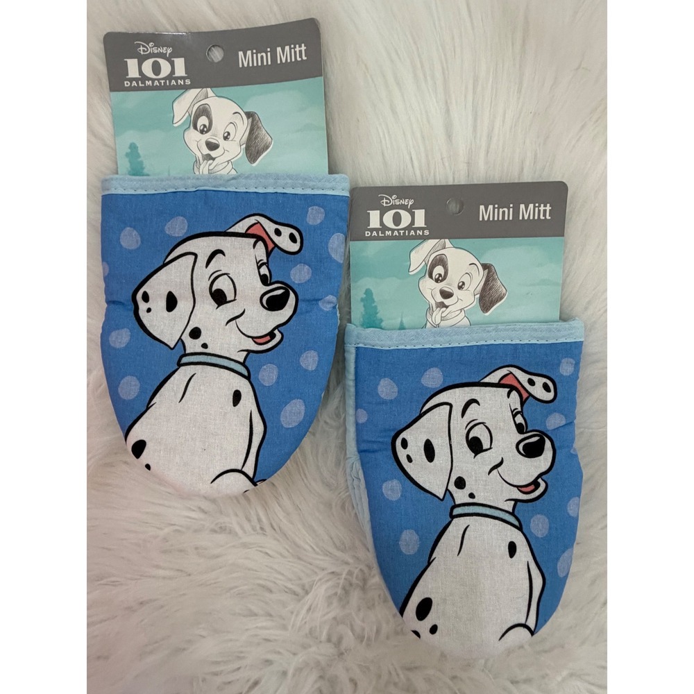 Disney 101 Dalmatians Mini Oven Mitt Set Blue Polka Dot 2 Pack New